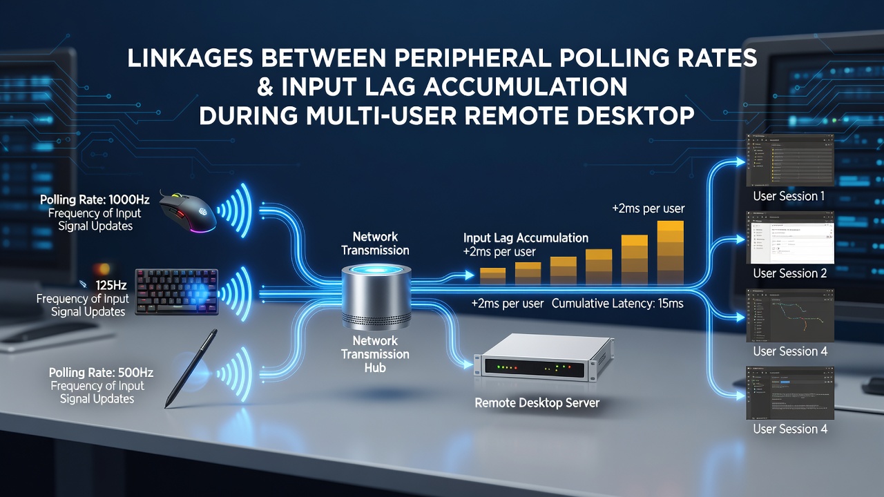 Graph illustrating input lag accumulation across multiple remote users with varying polling rates