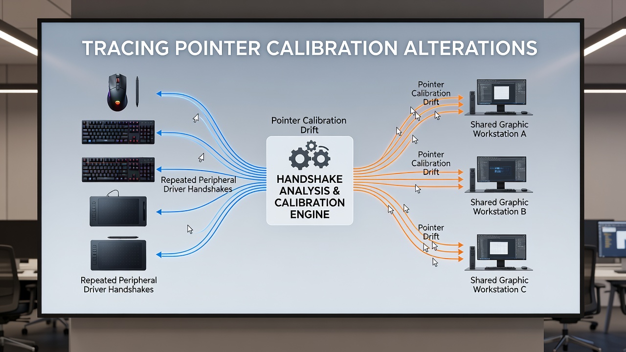 Chart displaying calibration drift measurements across multiple collaborative design sessions on shared workstations