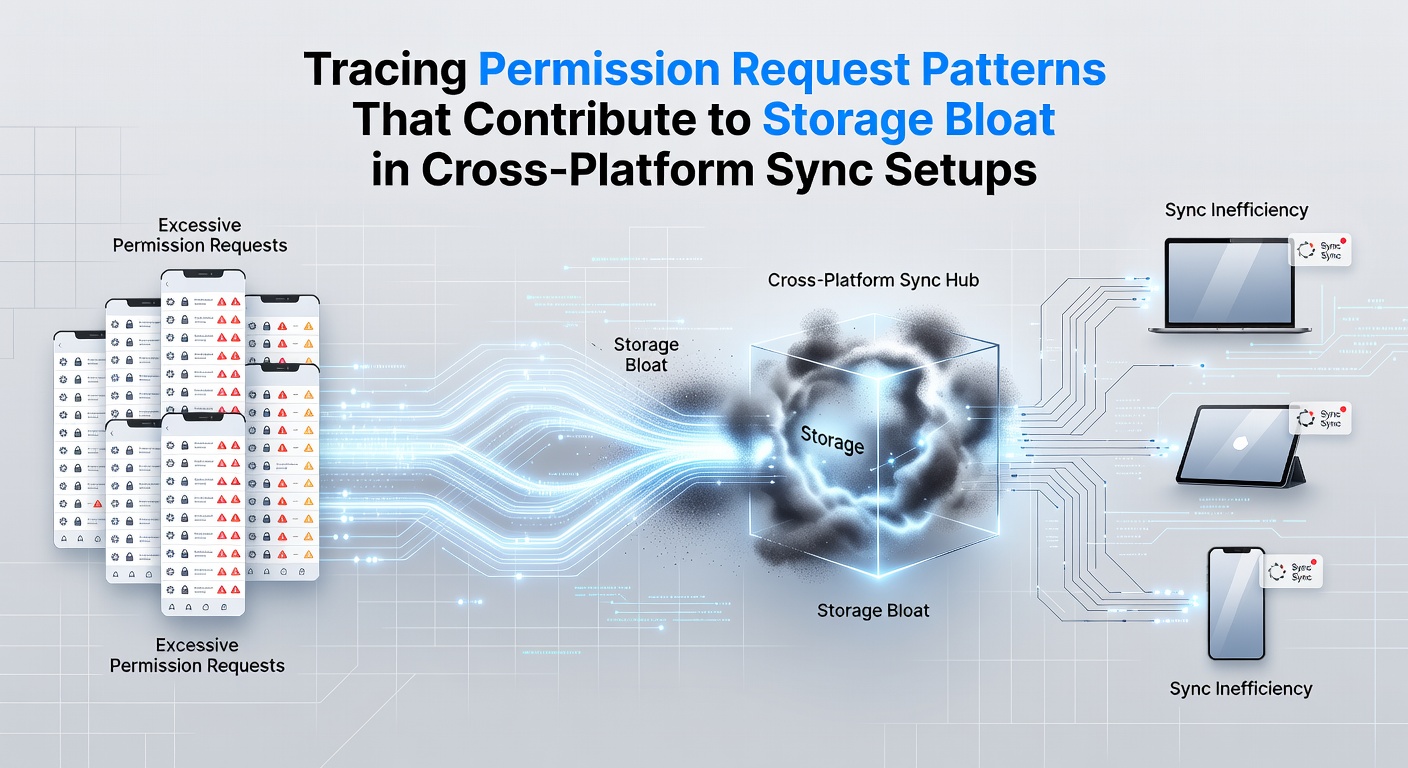 Flowchart illustrating permission request sequences across mobile and desktop sync platforms