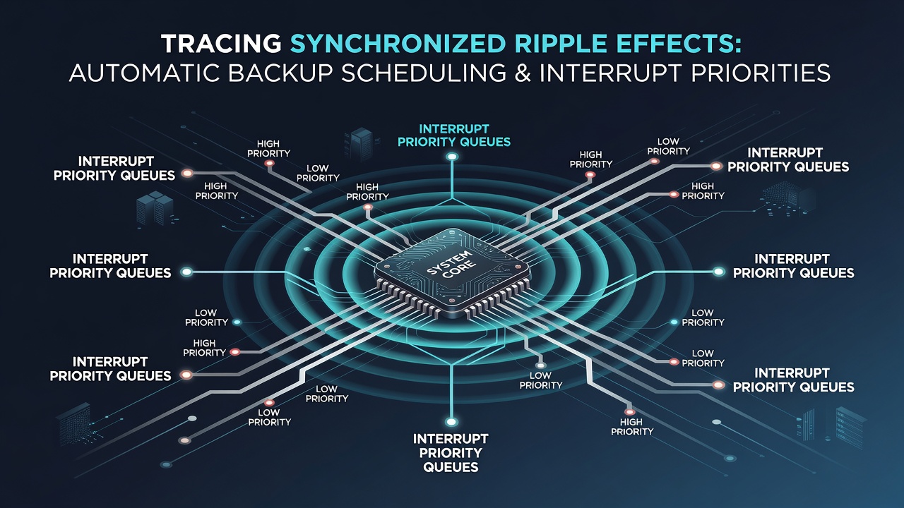 Flowchart illustrating interrupt priority changes between wired and wireless storage devices during concurrent backup operations